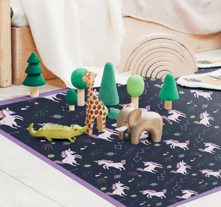 Unicorn Fantasy Playtime kids vinyl rug - TenStickers