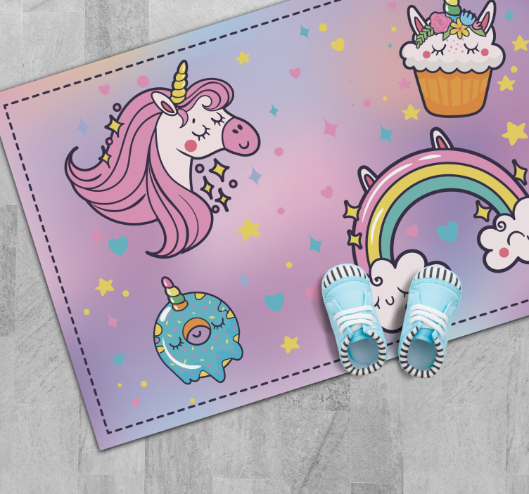 Unicorn Fantasy Theme kids vinyl rug - TenStickers
