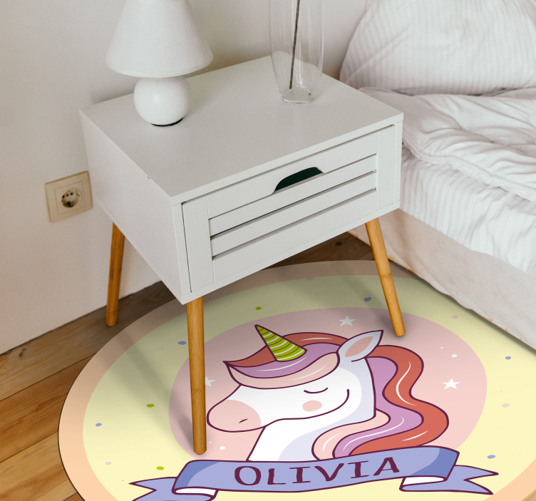 unicorn with customisable name animal rug - TenStickers