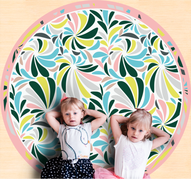 Colorful Floral Swirls nursery vinyl rug - TenStickers