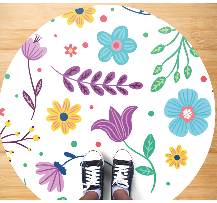 Vibrant Botanical Motivation floral vinyl rug - TenStickers