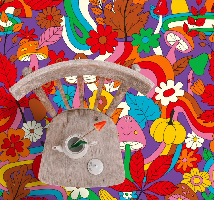 Vibrant botanical illustration floral vinyl rug - TenStickers