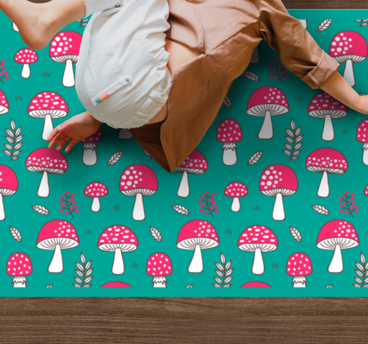 Vibrant Mushroom Motif nature vinyl rug - TenStickers