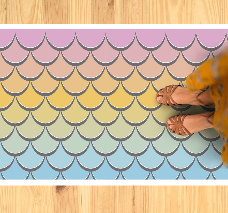 Colorful scales pattern textured vinyl rug - TenStickers