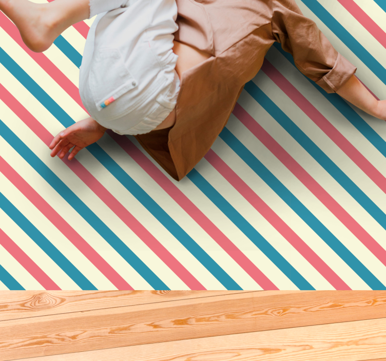 Vibrant Slanted Lines striped vinyl rug - TenStickers