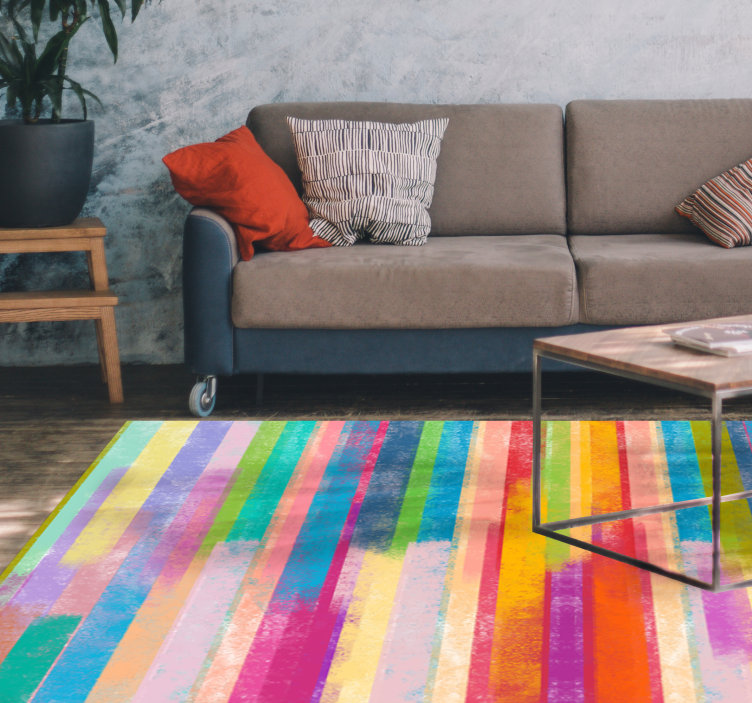 Vibrant Striped Motifs wood effect vinyl rug - TenStickers