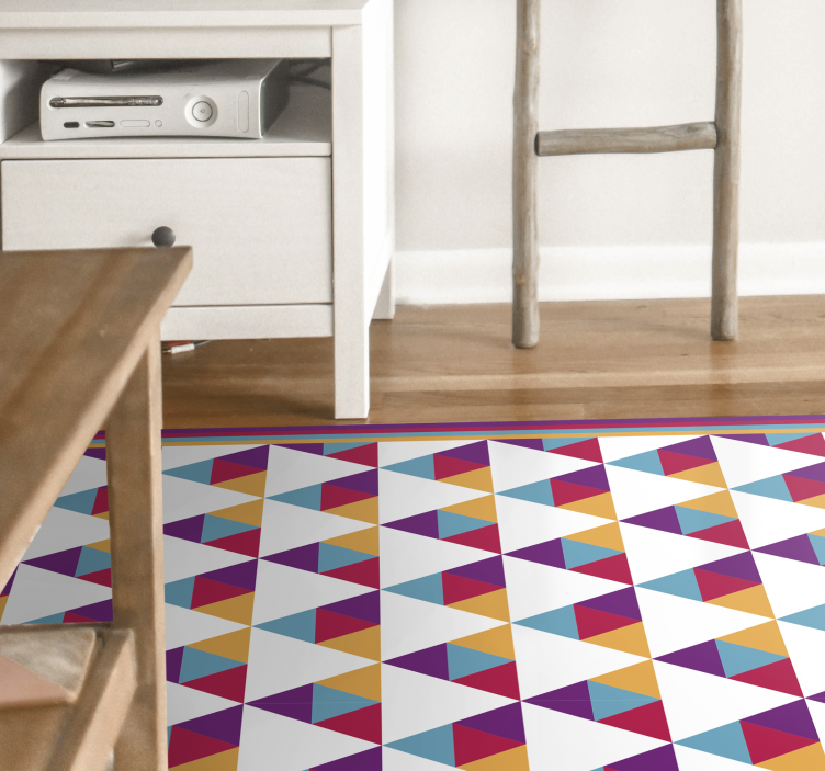 Vibrant triangular motif geometric vinyl rug - TenStickers