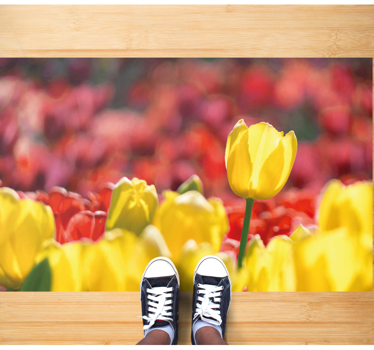 Yellow tulip blooms floral vinyl rug - TenStickers