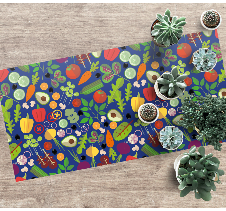 Vibrant Vegetable Pattern kitchen vinyl rug - TenStickers