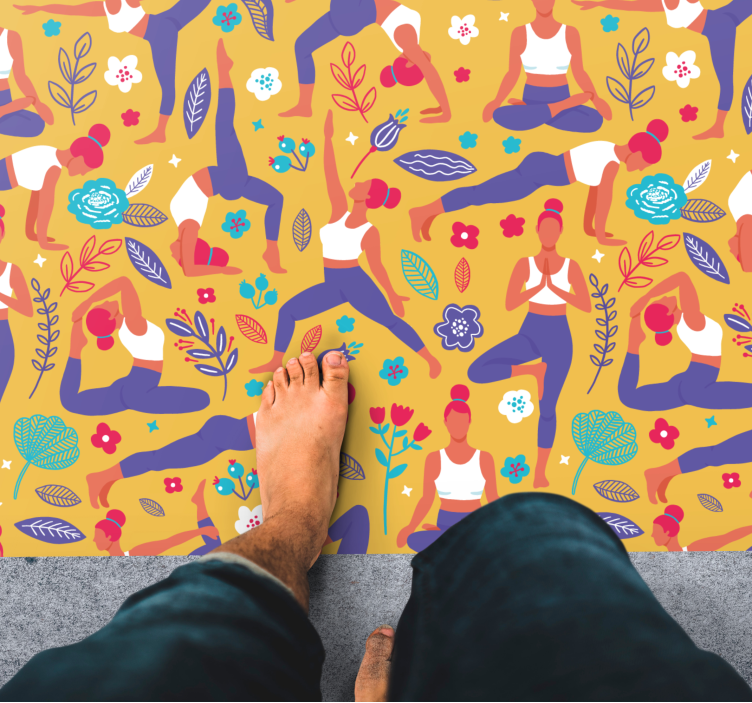 Vibrant Yoga Motifs teen vinyl rug - TenStickers