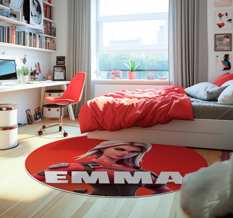 videogame female character bedroom rug - TenStickers