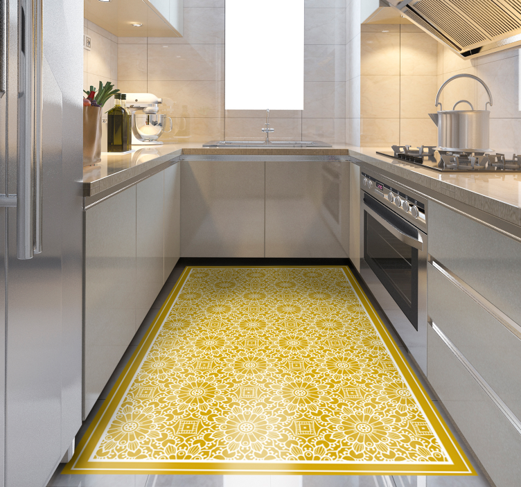 Vintage shape yellow vintage rug - TenStickers