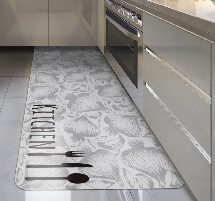 vinyl rug kitchen fork and knife custom rug - TenStickers