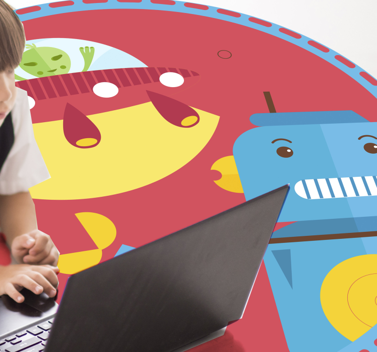 war with alien robot cartoon kids vinyl rug - TenStickers