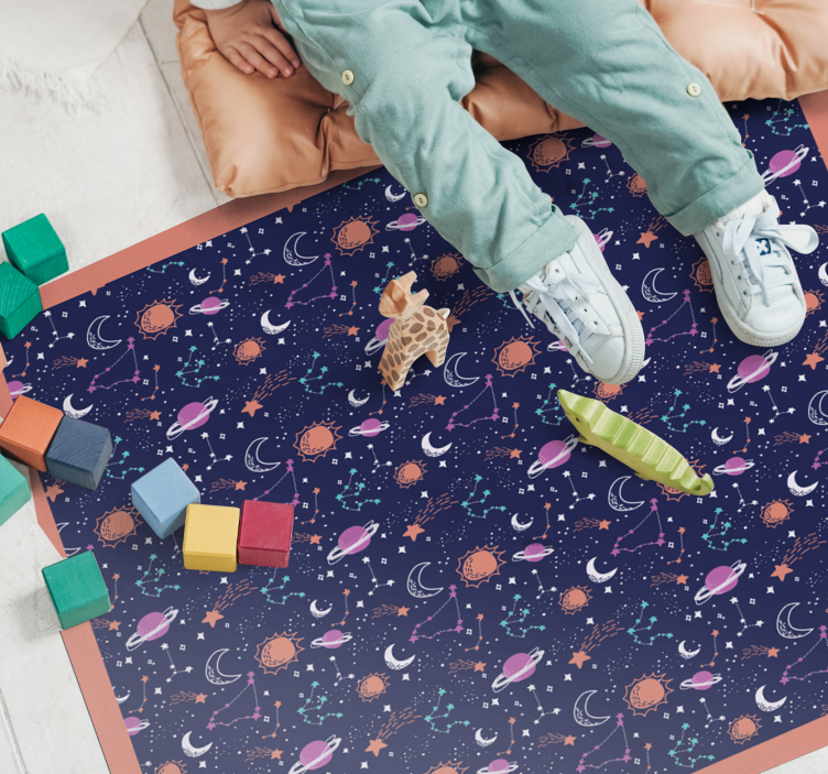 Washed blue childrens stars star rug - TenStickers