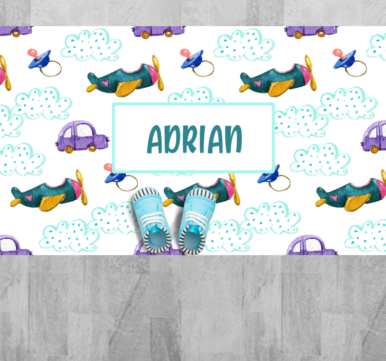 Whimsical Airplane Theme custom vinyl rug - TenStickers