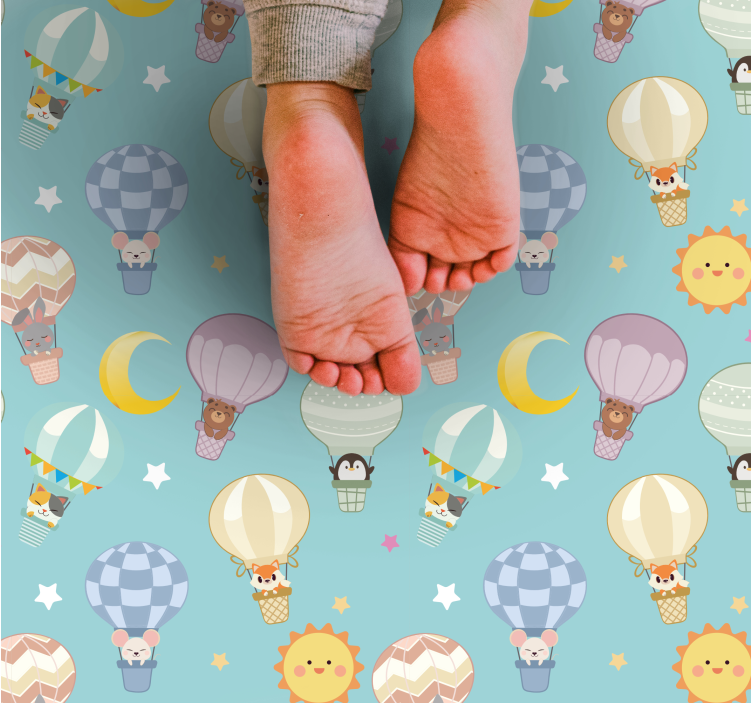 Whimsical Hot Air nursery vinyl rug - TenStickers