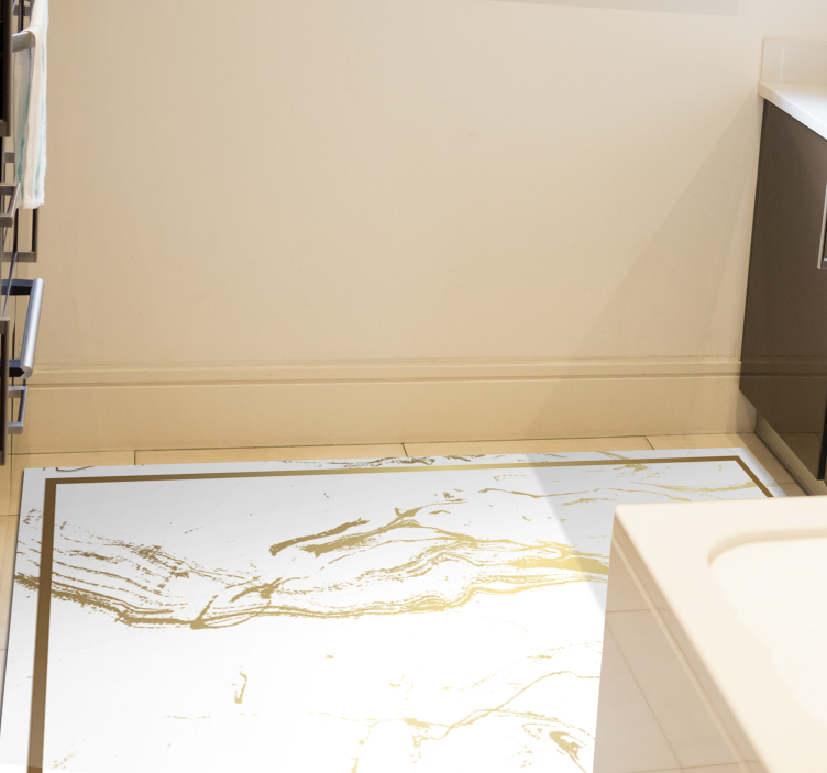 White and gold marble effect texture vinyl rug - TenStickers