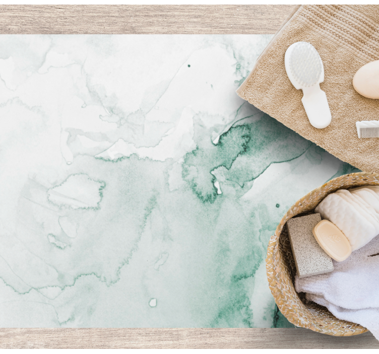 White and green watercolour modern rug - TenStickers