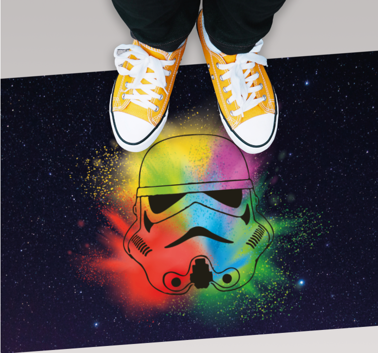 White trooper heads pattern teen vinyl rug - TenStickers