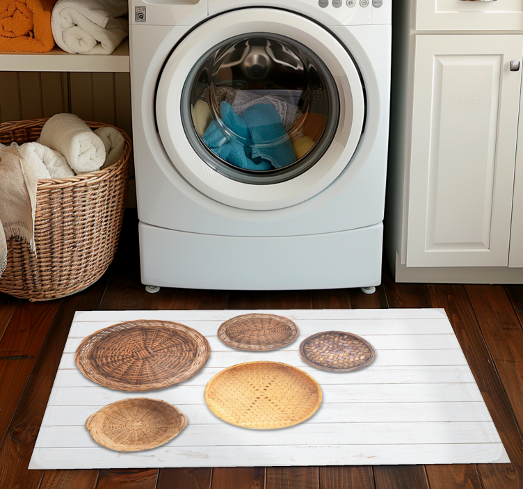 Wicker Baskets Wooden Texture vinyl wood flooring - TenStickers