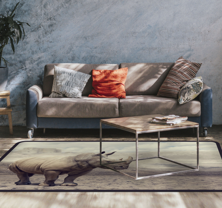 Wild Rhino animal rug brown and grey - TenStickers