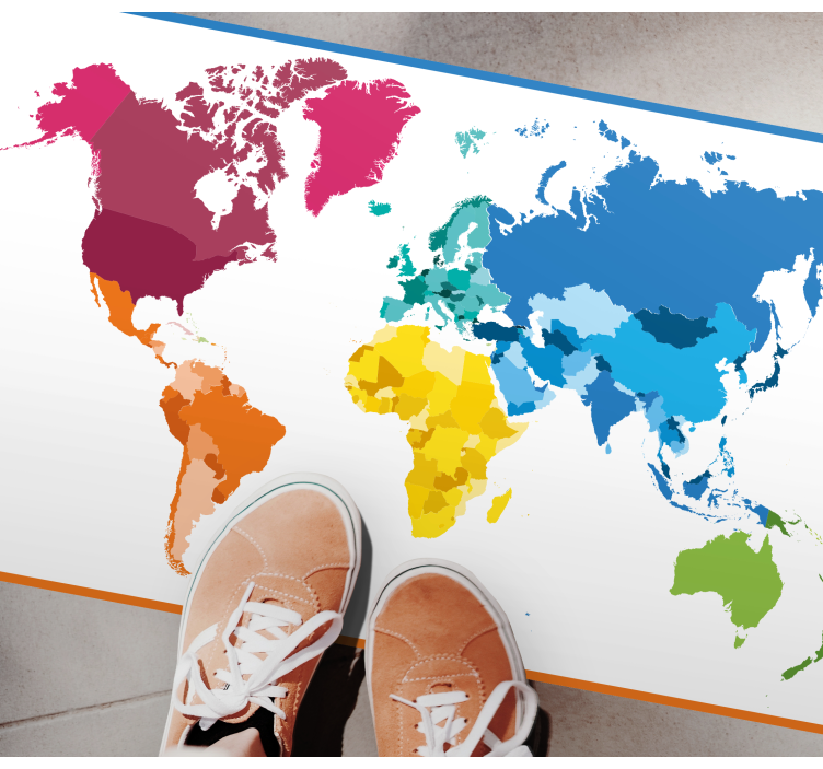 World map colors world map vinyl rug - TenStickers