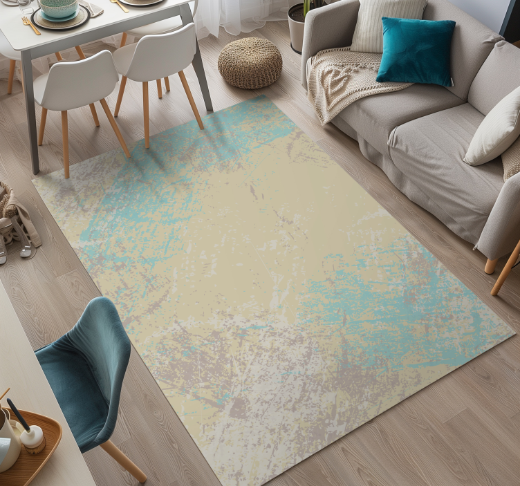 Yellow & Blue abstract design dining room carpet - TenStickers
