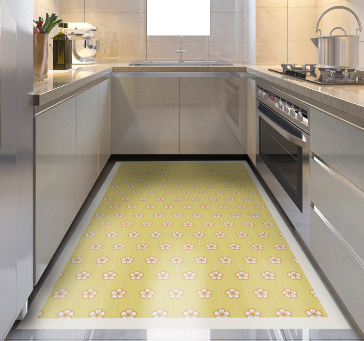 Yellow Cherry Blossom Pattern floral rug - TenStickers