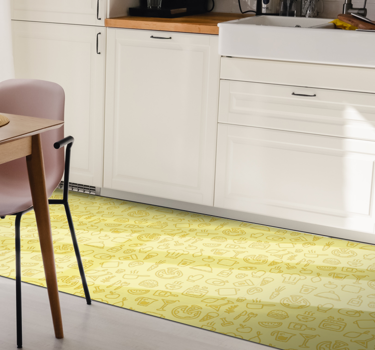 Yellow Kitchen Pattern kitchen vinyl rug - TenStickers