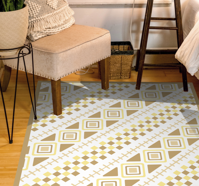 Yellow pattern mosaic geometric vinyl rug - TenStickers
