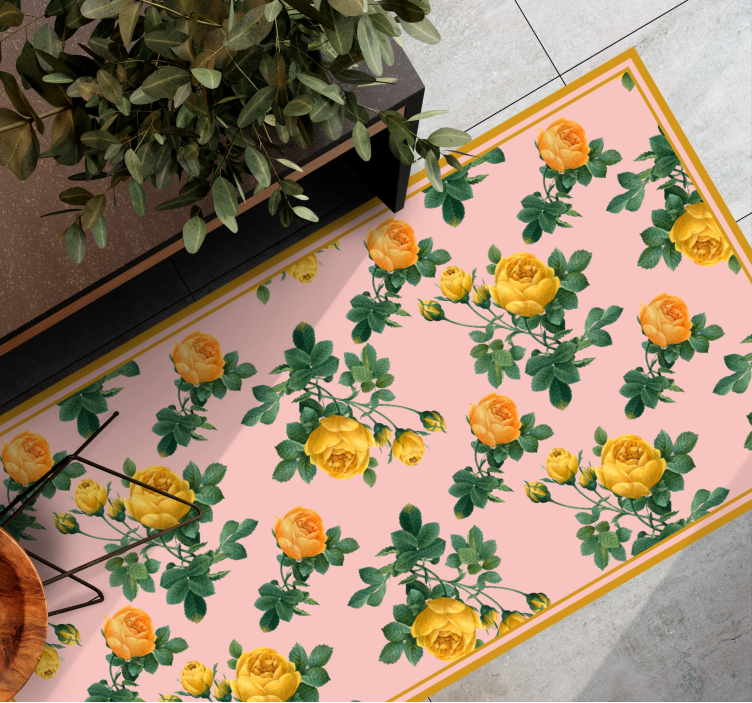 Yellow Rose Botanical floral rug - TenStickers