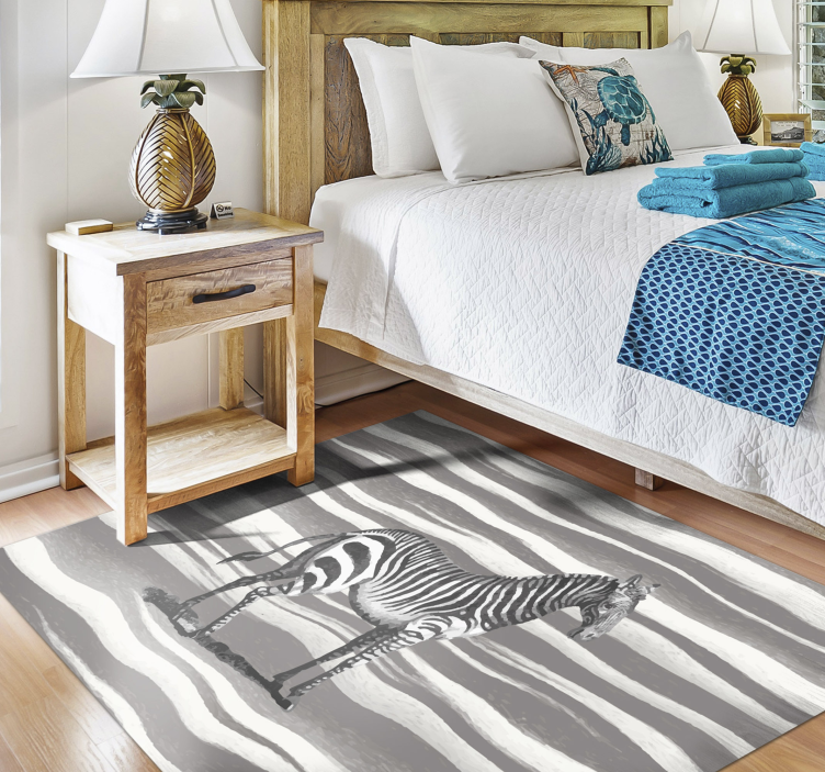 Zebra Striped animal print vinyl rug - TenStickers