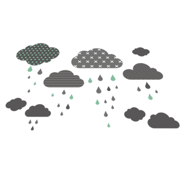 Kids vinyl rug with grey rainy clouds design - TenStickers