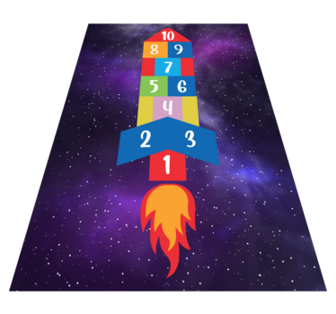 Rocket shaped hopscotch game game vinyl carpet - TenStickers