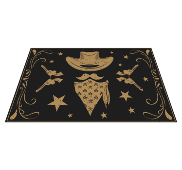 Cowboy hat flock and revolvers kids room vinyl rug - TenStickers