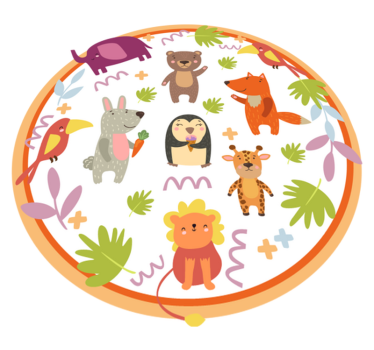Cute cartoon zoo animals animal mat - TenStickers