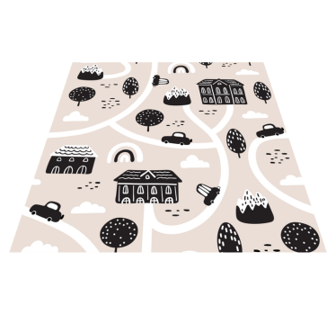 Black and white Roads road mat - TenStickers
