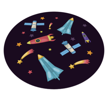 Space rockets planets kids vinyl carpet - TenStickers
