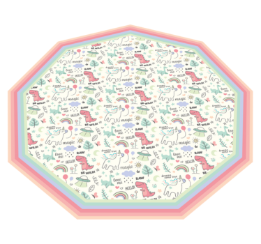 doodle style dinosaurs and unicorn pattern animal mat - TenStickers