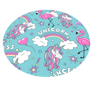 unicorn pattern with flamingo rainbow colorful animal mat - TenStickers