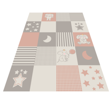 Elephant motifs with nordic tiles kid vinyl carpet - TenStickers