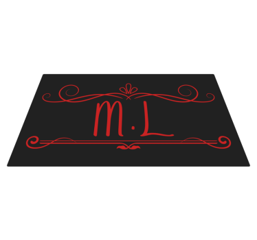 Black and red design name with initial contemporary rugs - TenStickers