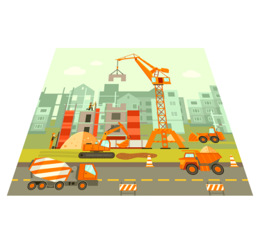 Building site trucks kids vinyl carpet - TenStickers