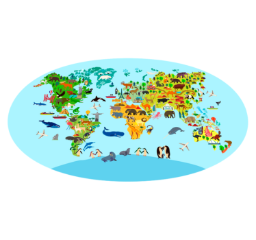 Fauna and vegetation world map vinyl rug - TenStickers