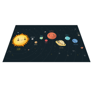 Solar system explained cartoon star carpet - TenStickers