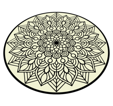 Black and white circular  mandala mat - TenStickers