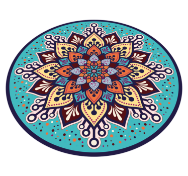 Blue and orange Sun form mandala mat - TenStickers