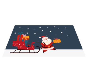 Cartoon Sleigh with gifts Santa Christmas rug - TenStickers