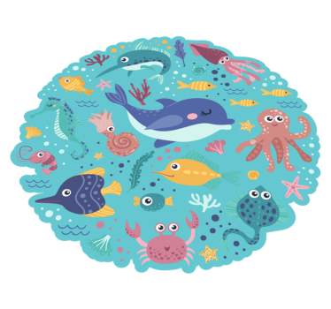 fish illustrations kids rug - TenStickers